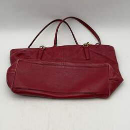 Coach Womens Tote Handbag Double Strap Inner Pockets Red Leather alternative image
