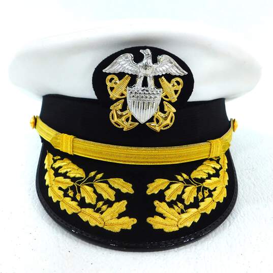 Vintage U.S. Navy Admiral Officer Uniform Visor Cap Bancroft Military Caps 7 1/4 image number 1