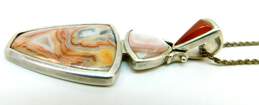 WK Whitney Kelly 925 Crazy Lace Agate Pink Shell & Carnelian Pendant Necklace alternative image