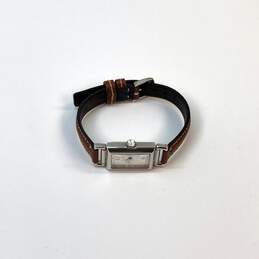 Designer Coach Silver-Tone Leather Strap Rectangle Quartz Analog Wristwatch alternative image