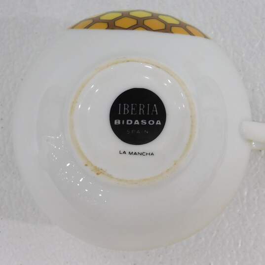 Vintage MCM Bidasoa Spain of Iberia Yellow Orange Honeycomb Creamer & Sugar Bowl image number 6