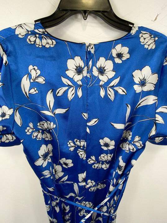 NWT White House Black Market Womens Blue Floral Surplice Neck Maxi Dress Size 10 image number 4