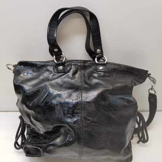 COACH Poppy Spotlight Black Patent Leather Handbag Shoulder Tote Bag