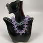 Designer Joan Rivers Gold-Tone Purple Crystal Oblong Shape Beaded Necklace image number 1