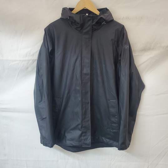 Helly Hansen Black Hooded Rain Jacket Size L image number 1