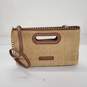 Michael Kors Rosalie Natural Straw Brown Leather Trim Clutch Crossbody Bag image number 1