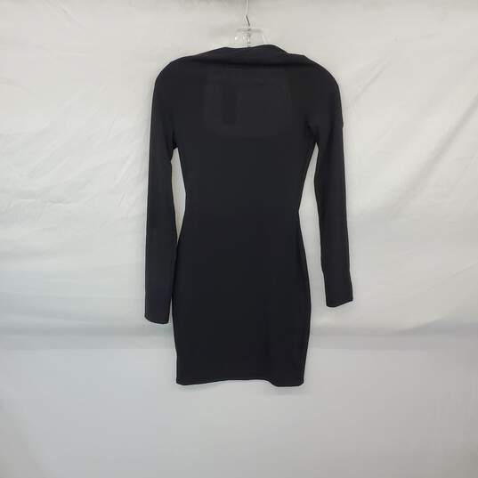 Pretty Little Thing Black Ribbed Knit Side Slit Bodycon Dress WM Size 2 NWT image number 2