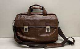 Kenneth Cole Reaction Brown Leather Laptop Shoulder Messenger Bag