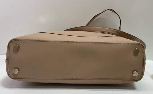 Michael Kors Saffiano Leather Frame Out Zip Top Shoulder Bag Beige image number 3