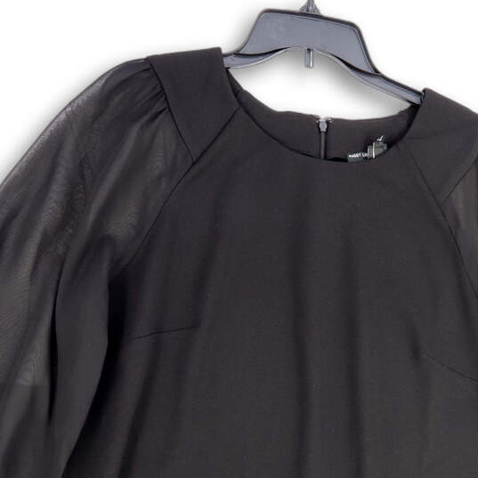 NWT Womens Black Round Neck Long Sleeve Back Zip Shift Dress Size Medium image number 3