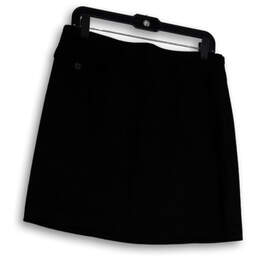 Womens Black Flat Front Pocket Regular Fit Side Zip A-Line Skirt Size 8