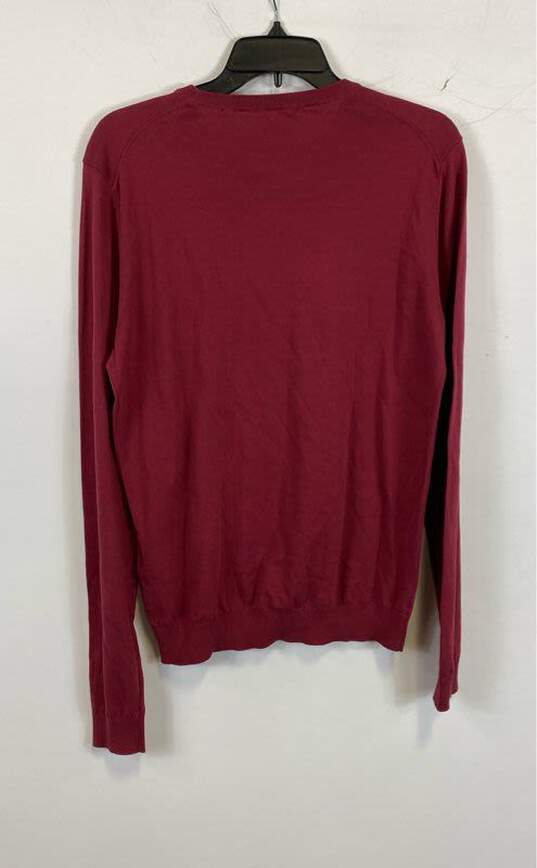 Hugo Boss Womens Red Cotton Slim Fit Long Sleeve Crew Neck Pullover Sweater Sz M image number 2