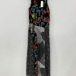 NWT Calvin Klein Womens Black Floral V-Neck Sleeveless Long Maxi Dress Size L G