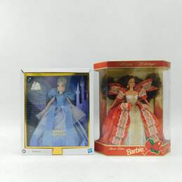 Hasbro Disney Cinderella Holiday Fashion Doll & Mattel Happy Holiday Barbie Doll