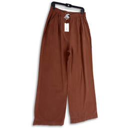 NWT Womens Brown Pleated Slash Pocket Wide Leg Dress Pants Size 12