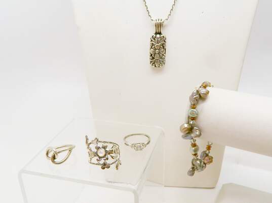 Mother of Pearl Pendant Earring Ring Bracelet Jewelry Set