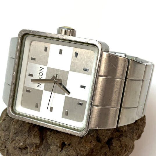 Designer Nixon Silver-Tone Stainless Steel Square Dial Analog Wristwatch image number 1