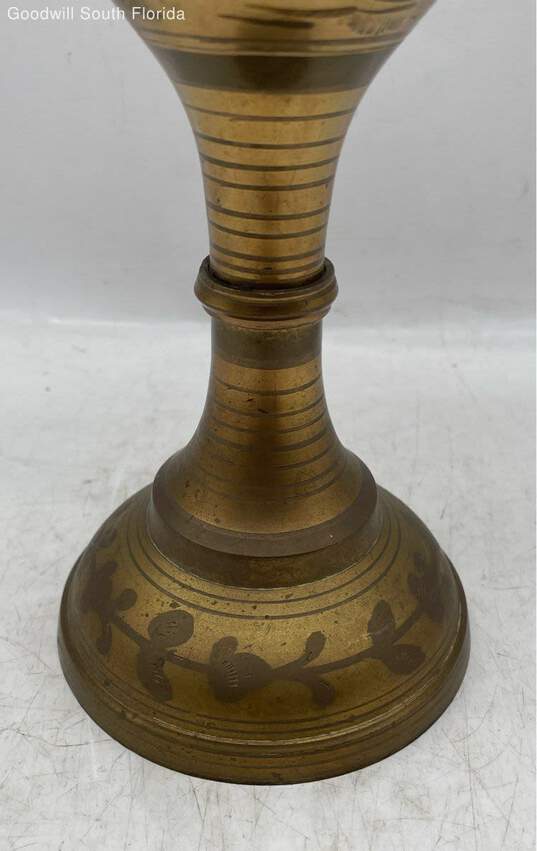 Large Brass Colored Animal Designs Vase image number 6
