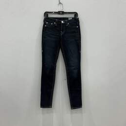 True Religion Womens Dark Blue Denim 5-Pocket Design Skinny Leg Jeans Size 27