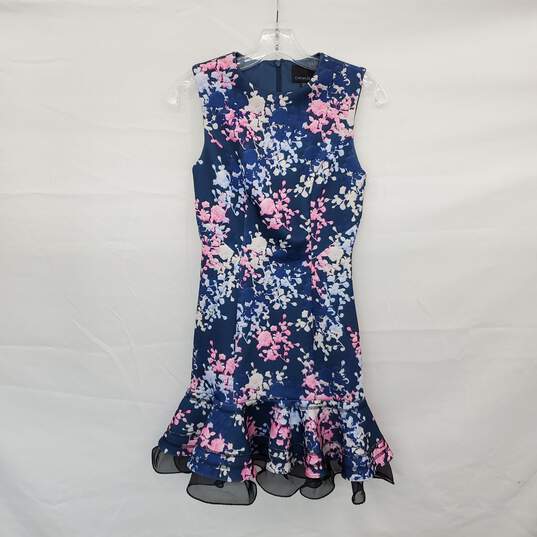 Cynthia Rowley Blue & Pink Floral Patterned Sleeveless Shift Dress WM Size 2 image number 2