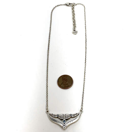 Designer Brighton Silver-Tone Triangle Rhinestone Chain Pendant Necklace image number 3