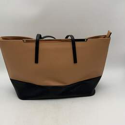 Aldo Womens Black Camel Leather Double Handle Inner Pocket Zipper Tote Bag