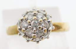 14K Yellow Gold Cubic Zirconia Cluster Ring 2.2g