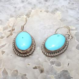 Artisan H Signed Sterling Silver Turquoise Earrings