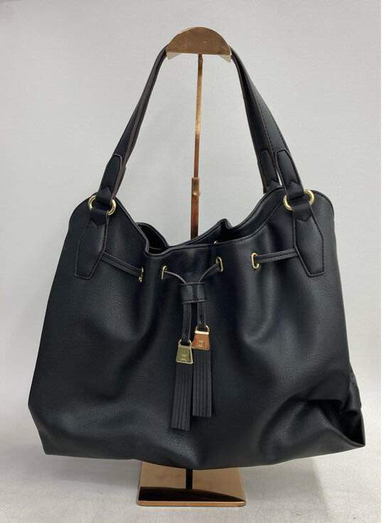 Liz Claiborne Black Tote Bag with Gold Accents and Tassels Stylish and Spacious image number 1