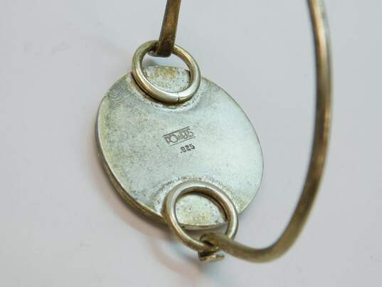 Powers 925 & Brass Modernist Textured Ringed Circle Hinged Bangle Bracelet image number 5