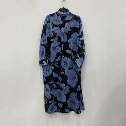 NWT Womens Blue Black Floral Long Sleeve Button Front Dress Shirt Size XL alternative image