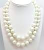 KJL Kenneth Jay Lane Silvertone Rhinestones Clasp White Faux Pearls Beaded Double Strand Necklace 203.2g image number 1