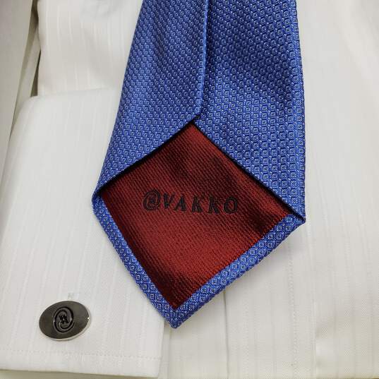 Vakko men's white dress shirt and silk tie in box size 41 | 16 image number 3