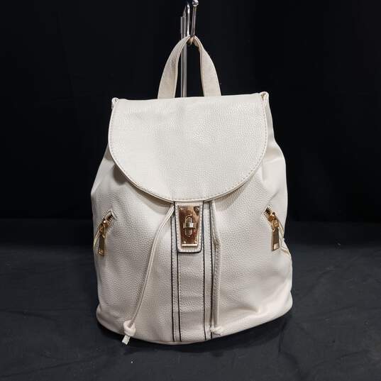 Cream Pebbled Leather Backpack image number 1