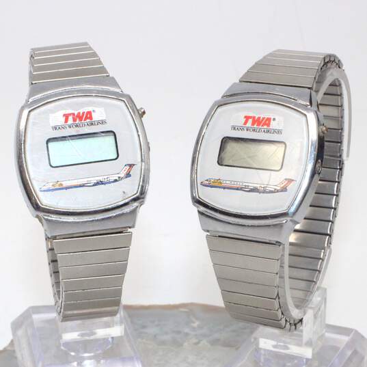 Pair of Vintage TWA (Trans World Airlines) Digital Wristwatches image number 1