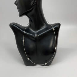 Designer Joan Rivers Silver-Tone Rhinestone Flower Beads Choker Necklace
