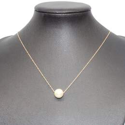 14K Yellow Gold Pearl Chain Necklace 18" alternative image