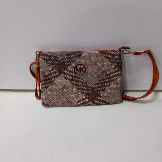 Michael Kors Brown And Gray Snakeskin/Woven Looking Patterned Purse/Bag image number 1