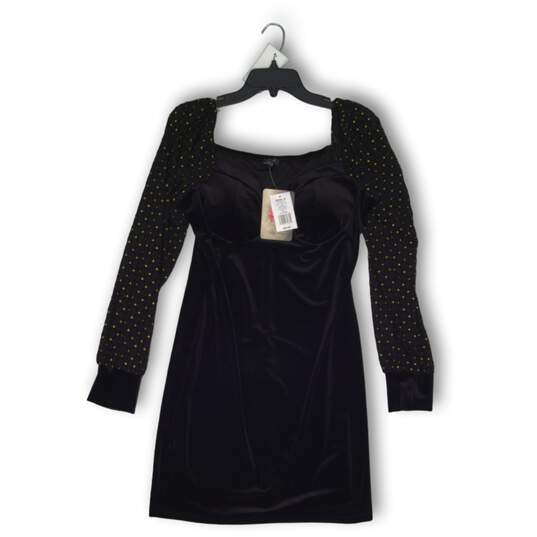 NWT Lily Rose Womens Shift Dress Sweetheart Neck Long Sleeve Black Gold Sz XXL image number 1