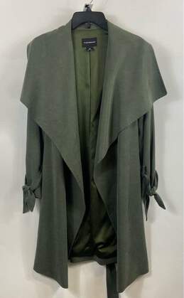 Club Monaco Womens Green Long Sleeve Pockets Belted Trench Coat Size Small