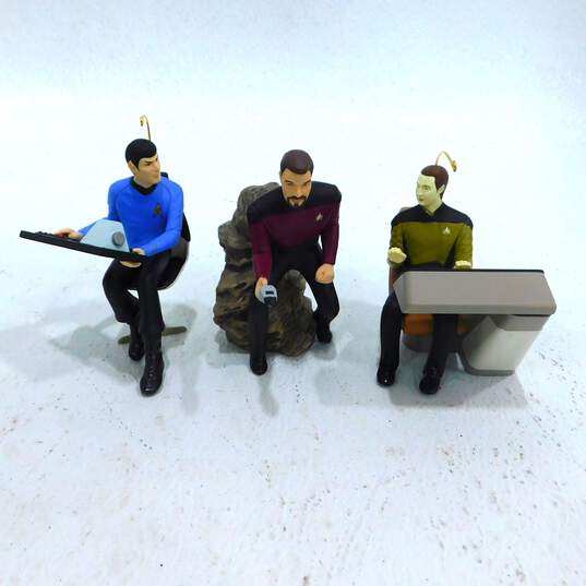 Hallmark Keepsake Star Trek Ornament Lot of 3 Spock Commander Riker & Data IOB image number 1