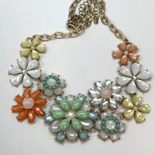 Designer Joan Rivers Gold-Tone Flower Crystal Cut Stone Statement Necklace image number 2