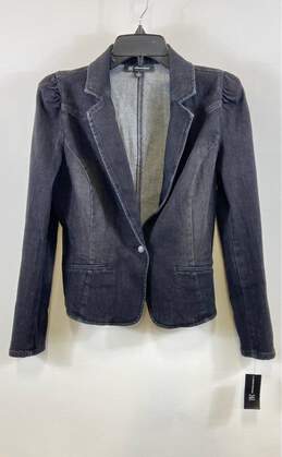 NWT INC International Concepts Womens Black Pockets Denim Blazer Jacket Size S