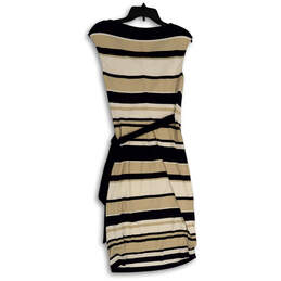 Womens Multicolor Striped Sleeveless Pleated Cowl Neck Wrap Dress Size 4 alternative image