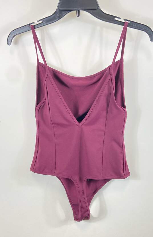 NWT Free People Womens Plum Wine Square Neck Sleeveless One-Piece Bodysuit Sz S image number 2