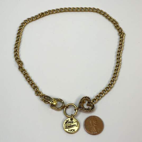 Designer Juicy Couture Gold-Tone Chain Rhinestone Choker Necklace image number 4