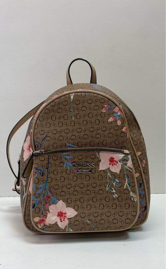 GUESS Signature Floral Print Small Backpack Bag image number 1