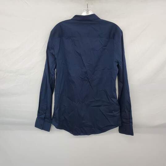 Calvin Klein Navy Blue Cotton Blend Button Up Shirt WM Size M NWT image number 2