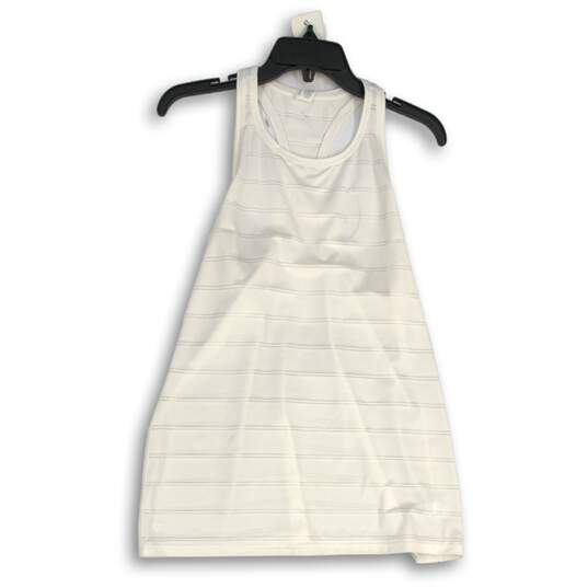Athleta Womens White Striped Scoop Neck Sleeveless Pullover Tank Top Size Medium image number 1