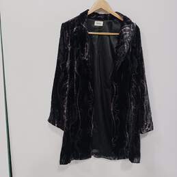 Neiman Marcus Black/Purple Pattern Overcoat Size Not Marked